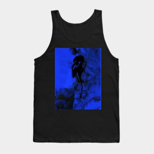 Special processing. For you roses, and dark price I keep for myself. Hand holding rose with dagger end. Blue. Tank Top